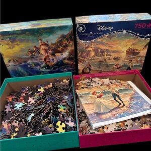 Disney Thomas Kinkade Ariel Little Mermaid Puzzle Lot 2 (750 & 1000pc) #31